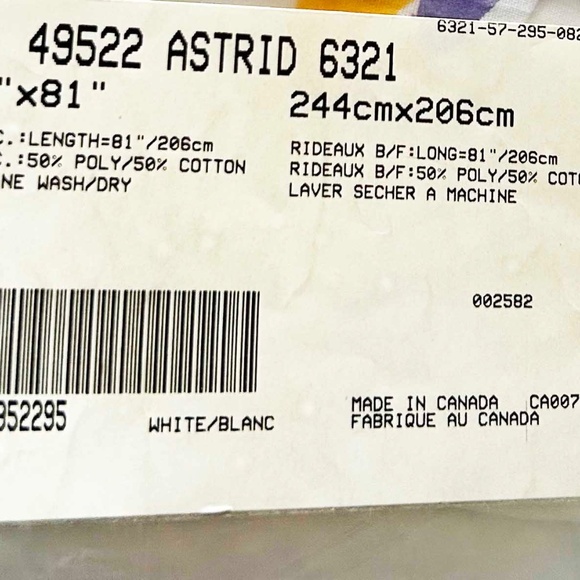 DRAPES, SEARS "ASTRID" 81 X 96 INCHES, WHITE WITH CONTEMPORARY FLORAL, POLY/COTT - Picture 5 of 7